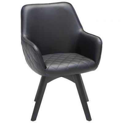 Scaun Cu Brațe din lemn, metal, textil, negru