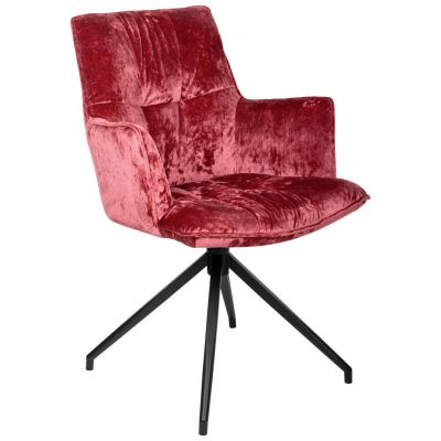 Scaun Cu Brațe din metal, textil, negru, culoare fructe de pădure