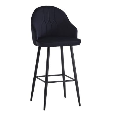 Scaun de bar Velva  catifea de culoare neagra 49x63x102cm