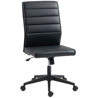 Scaun de birou ergonomic și ajustabil HOMCOM cu spătar curbat, din piele PU și oțel, 58x53x97-107 cm, Negru | Aosom Romania Scaun de birou ergonomic și ajustabil HOMCOM cu spătar curbat, din piele PU și oțel, 58x53x97-107 cm, Negru | Aosom Romania