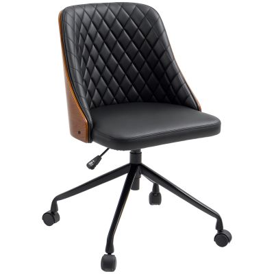 Scaun de birou Vinsetto, Scaun de birou, Scaun rotativ acasă, Scaun de birou reglabil ergonomic cu roți pivotante 360°, Spumă PU Negru 48,5 x 54,5 x 81-87 cm | Aosom Romania