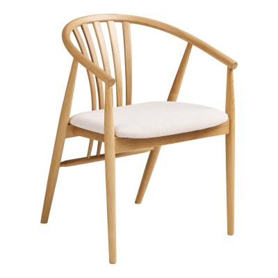 Scaun de dining în culoare naturală cu cotiere din lemn de stejar Agustin – House Nordic