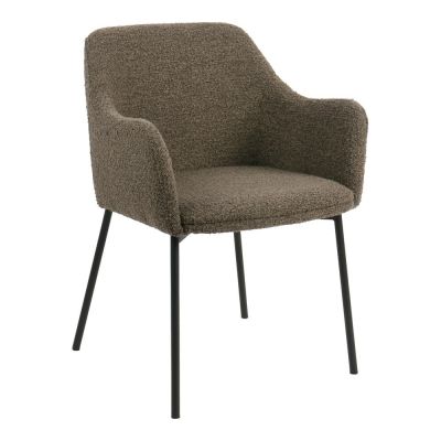 Scaun de dining maro cu cotiere tapițat Melilla – House Nordic
