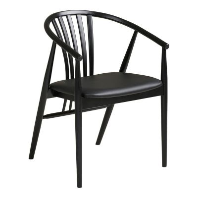 Scaun de dining negru cu cotiere din lemn de fag Agustin – House Nordic
