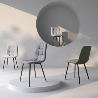 SCAUN in metal, textil verde, negru ieftin