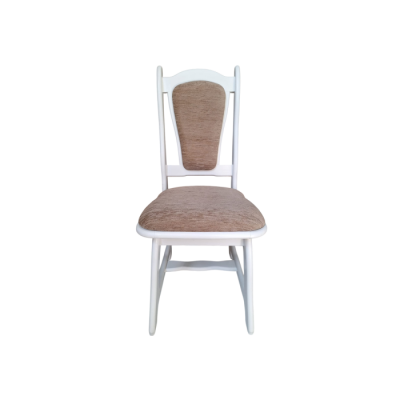 Scaun IZA, cadru alb + stofa maro, 45x45x95 cm