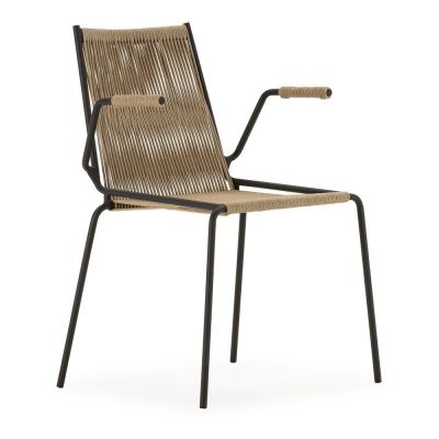 Scaune de dining bej cu cotiere/stivuibile 2 buc. din metal Emily – Marckeric Scaune de dining bej cu cotiere/stivuibile 2 buc. din metal Emily – Marckeric