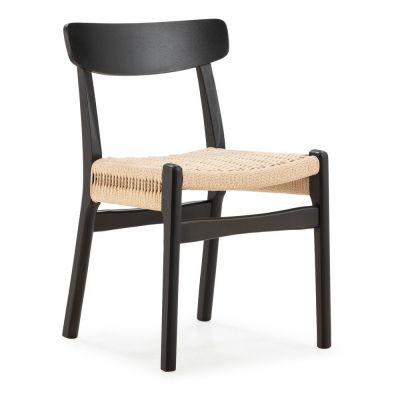 Scaune de dining negre 2 buc. din lemn de arbore de cauciuc Biel – MOME Scaune de dining negre 2 buc. din lemn de arbore de cauciuc Biel – MOME