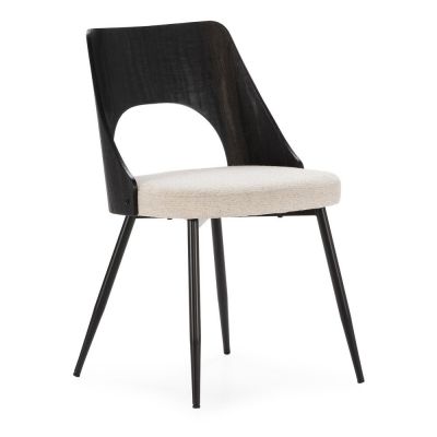 Scaune de dining negre/crem 2 buc. tapițate Gilda – MOME Scaune de dining negre/crem 2 buc. tapițate Gilda – MOME