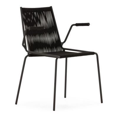 Scaune de dining negre cu cotiere/stivuibile 2 buc. din metal Emily – Marckeric Scaune de dining negre cu cotiere/stivuibile 2 buc. din metal Emily – Marckeric