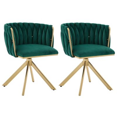 Set de 2 scaune pivotante din catifea, Smarald | Aosom Romania