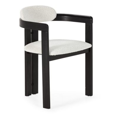 Set de scaune de sufragerie alb/negru cu cotiere 2 buc. tapițat Eiden – MOME Set de scaune de sufragerie alb/negru cu cotiere 2 buc. tapițat Eiden – MOME