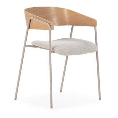 Set de scaune de sufragerie gri deschis/în culoare naturală cu cotiere 2 buc. tapițat Cora – MOME Set de scaune de sufragerie gri deschis/în culoare naturală cu cotiere 2 buc. tapițat Cora – MOME