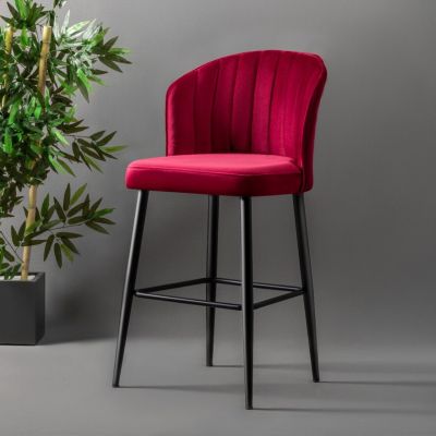 Set scaun de bar (2 bucăți), Beckley, Rubi, PAL, Rosu Claret / Negru