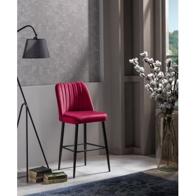Set scaun de bar (2 bucăți), Beckley, Vento, PAL, Rosu Claret / Negru