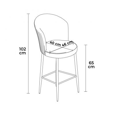 Set scaun de bar (2 bucăți), Charlotte, Alte, Metal, Antracit/Alb