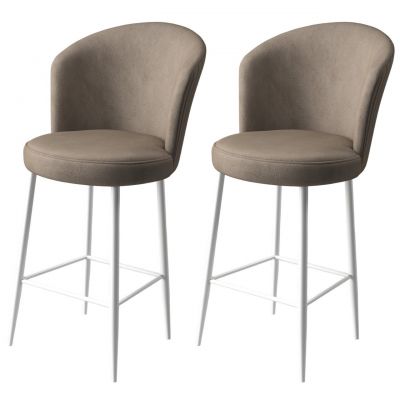 Set scaun de bar (2 bucăți), Charlotte, Alte, Metal, Cappuccino / Alb