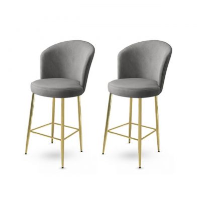 Set scaun de bar (2 bucăți), Charlotte, Alte, Metal, Gri / Auriu
