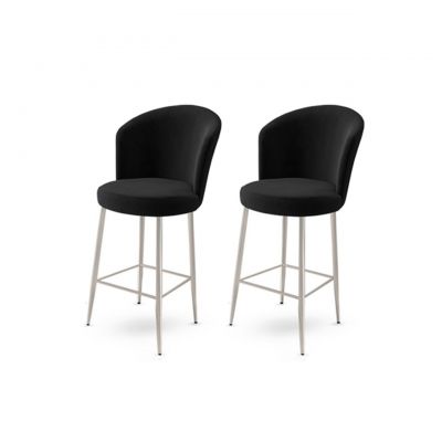 Set scaun de bar (2 bucăți), Charlotte, Alte, Metal, Negru / Crom