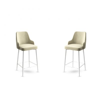 Set scaun de bar (2 bucăți), Charlotte, Enox, Metal, Crem/Alb
