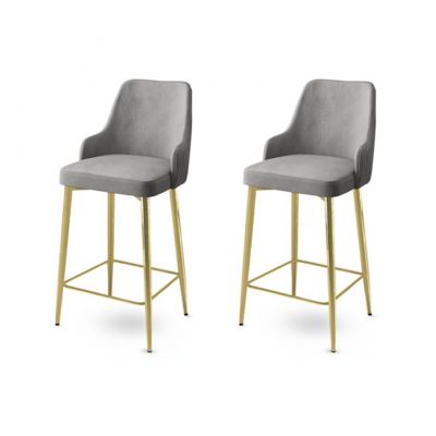 Set scaun de bar (2 bucăți), Charlotte, Enox, Metal, Gri / Auriu