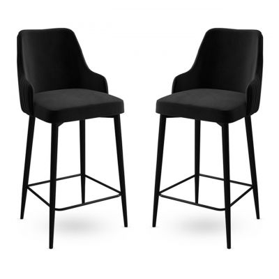 Set scaun de bar (2 bucăți), Charlotte, Enox, Metal, Negru