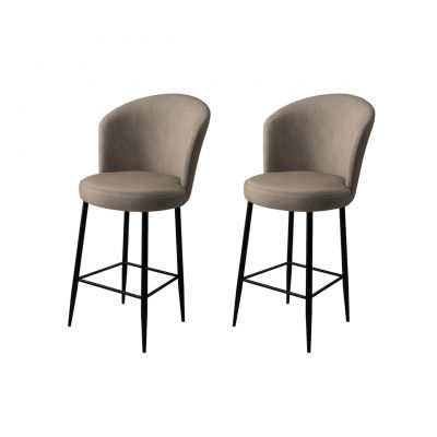 Set scaun de bar (2 bucăți), Charlotte, Fora, Metal, Cappuccino / Negru