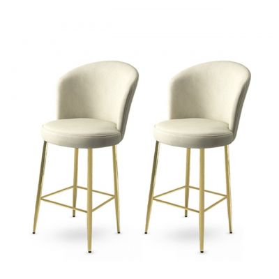 Set scaun de bar (2 bucăți), Charlotte, Fora, Metal, Crem / Aur