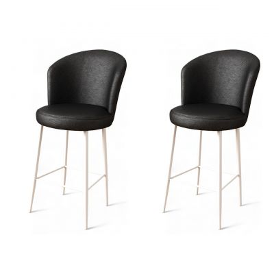 Set scaun de bar (2 bucăți), Charlotte, Uras, Metal, Alb/Negru