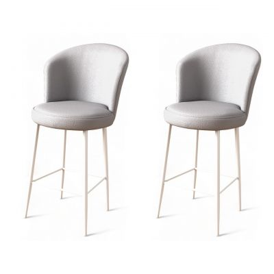 Set scaun de bar (2 bucăți), Charlotte, Uras, Metal, Gri/Alb