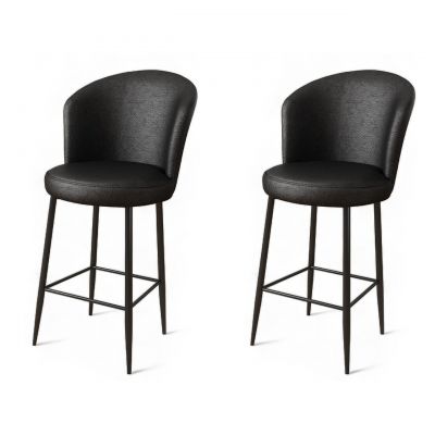 Set scaun de bar (2 bucăți), Charlotte, Uras, Metal, Negru