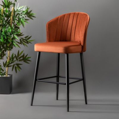 Set scaun de bar (2 bucăți), Hanah Home, Rubi, Tigla Roșu/Negru la reducere