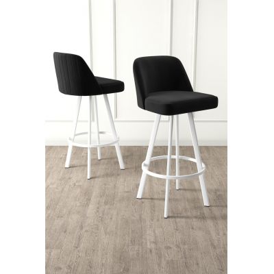 Set scaun de bar (4 bucăți), Charlotte, Atex, Alb/Negru