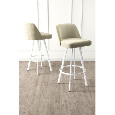 Set scaun de bar (4 bucăți), Charlotte, Atex, Crem/Alb