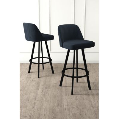 Set scaun de bar (6 bucăți), Charlotte, Atex, Antracit / Negru