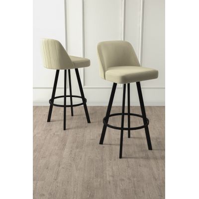 Set scaun de bar (6 bucăți), Charlotte, Atex, Crem/Negru