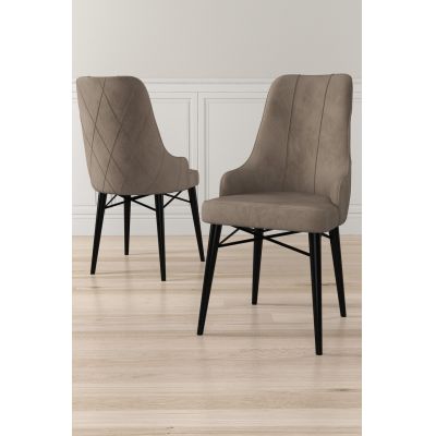 Set scaune (6 bucăți), Charlotte, Neta, Cappuccino / Negru
