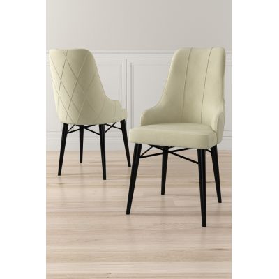 Set scaune (6 bucăți), Charlotte, Neta, Crem/Negru