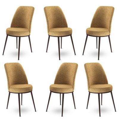 Set scaune 6 piese, Charlotte, Dexa, Metal, Cappuccino/Maro