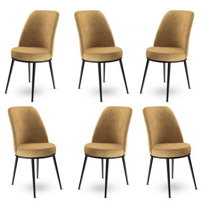Set scaune 6 piese, Charlotte, Dexa, Metal, Cappuccino / Negru