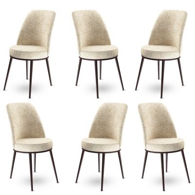 Set scaune 6 piese, Charlotte, Dexa, Metal, Crem/Maro