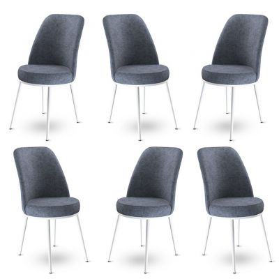 Set scaune 6 piese, Charlotte, Dexa, Metal, Fume / Alb