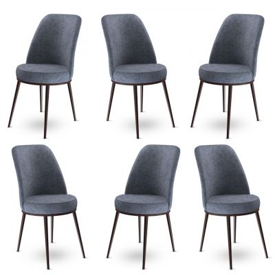 Set scaune 6 piese, Charlotte, Dexa, Metal, Fume / Maro
