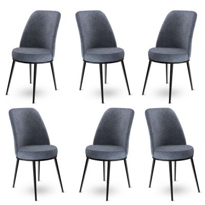 Set scaune 6 piese, Charlotte, Dexa, Metal, Fume / Negru