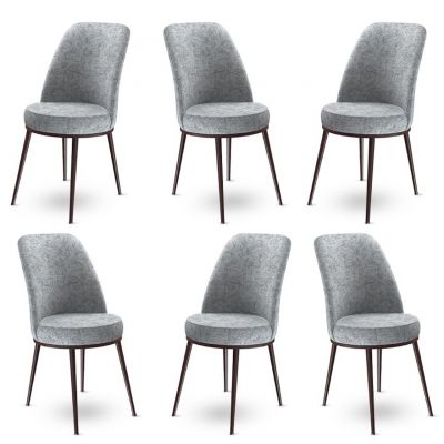 Set scaune 6 piese, Charlotte, Dexa, Metal, Gri/Maro