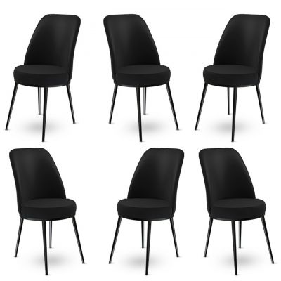 Set scaune 6 piese, Charlotte, Dexa, Metal, Negru