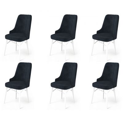 Set scaune 6 piese, Charlotte, Pare, Metal, Antracit/Alb