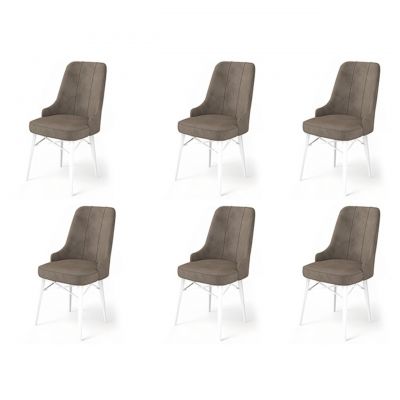 Set scaune 6 piese, Charlotte, Pare, Metal, Cappuccino / Alb