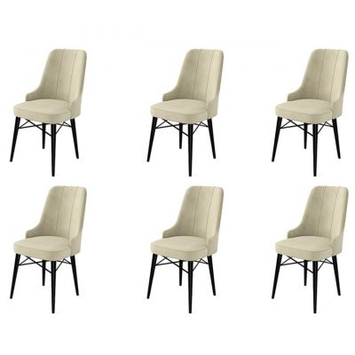 Set scaune 6 piese, Charlotte, Pare, Metal, Crem/Negru