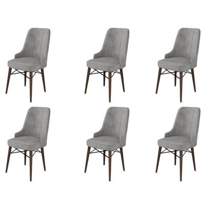 Set scaune 6 piese, Charlotte, Pare, Metal, Gri/Maro
